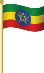 Flag of Ethiopia, Ethiopia flag Golden waving isolated vector illustration eps10.