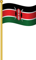 Flag of Kenya, Kenya flag Golden waving isolated vector illustration eps10.