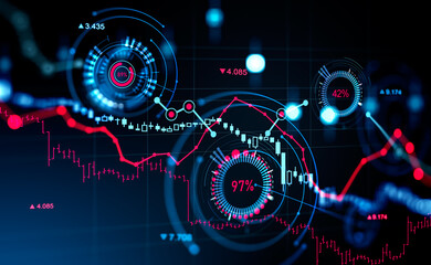 Fototapeta premium Forex diagrams with chart and candlesticks with statistics