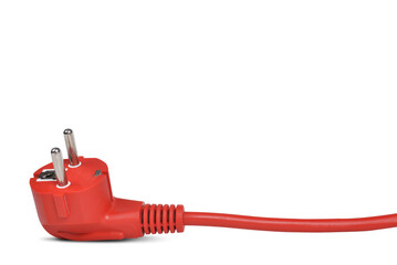 Red electric plug isolated on transparent background, PNG. - 552945954