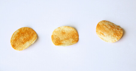 potato chips isolated on white background. snack