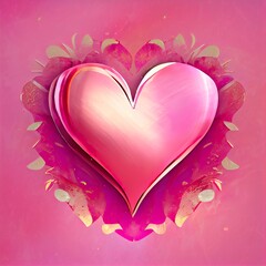 Heart on pink background 3d Digital lustration