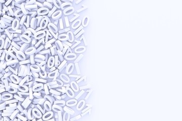 White abstract background with scattered binary code 3D illustration