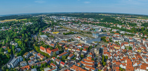 Biberach an der Riß im Luftbild, Ausblick auf die Industriegebiete nördlich der Innenstadt