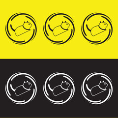 Circle cat animal logo design  . icon logo . silhouette logo 