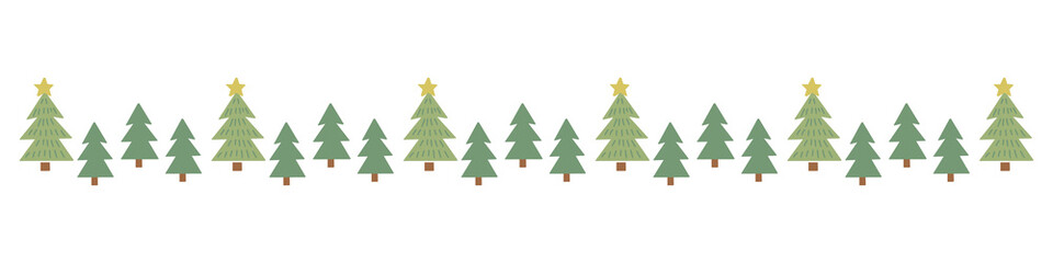 Fototapeta premium Hand drawn christmas trees line illustration