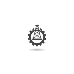 Oil rig mining icon with shadow