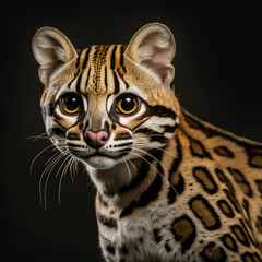 close up portrait of a margay wildcat