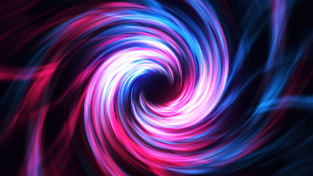 3D Digital Galaxy Abstract Wave Background. Red Blue Tunnel. Space Motion, Swirl. 
