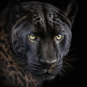 close up portrait of a black panther
