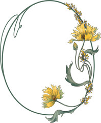 Oval Frame With Yellow Flowers
