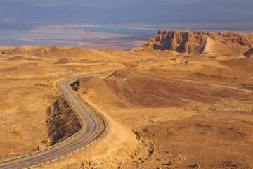 Fototapeta na wymiar Road leading to ancient Masada