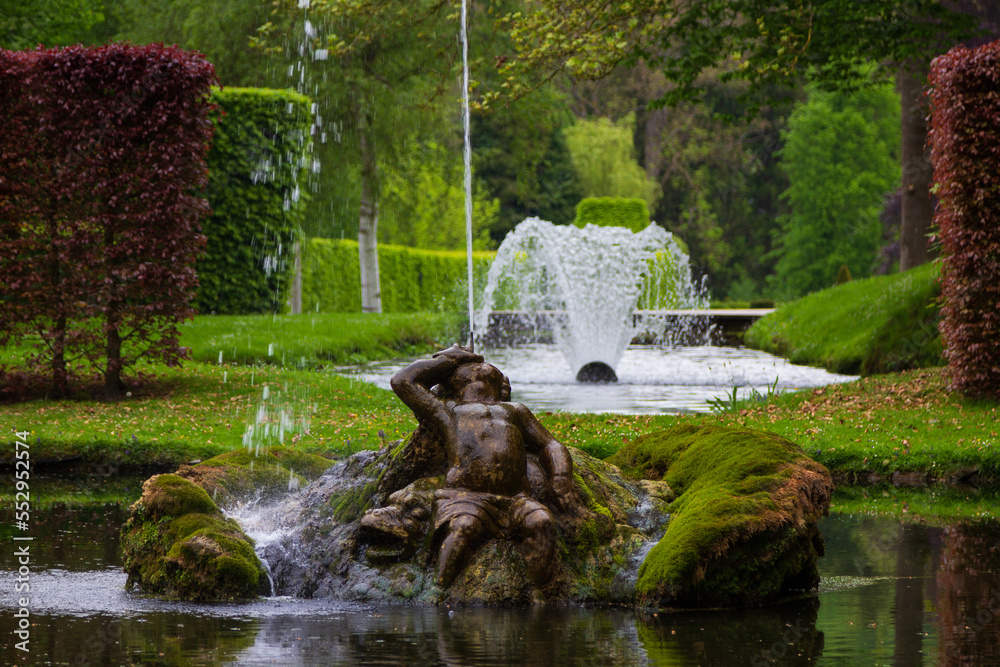 Wall mural fountain in the park of annevoie castle