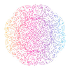 Ethnic motif mandala, boho ornament colorful isolated on white background. Anti-stress therapy patterns. Weave design elements. Yoga