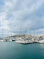 Fototapeta na wymiar Sea marina with many yachts