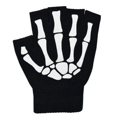 Fingerless gloves that glow in the dark. Gloves with the image of bones and skulls. Accessories and...
