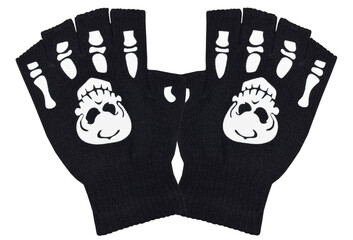 Fingerless gloves that glow in the dark. Gloves with the image of bones and skulls. Accessories and...
