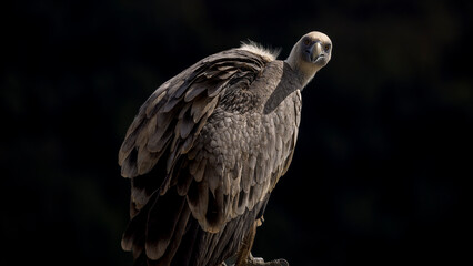 Portrait of a griffon vulture perched on the edge of a cliff, Provence