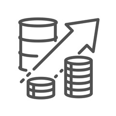 Inflation line icon. Long-term increase in the general level of prices. Financial interest symbol. Quality design element. Linear style inflation icon. Vector illustration.