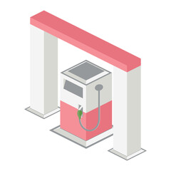 isometric petrol filling station 3d universal scenary collection set