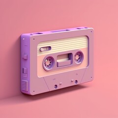 Obraz premium Retro wave or synthwave neon cassette type. Futuristic music creative idea. Cyberpunk with purple blue gradient. AI