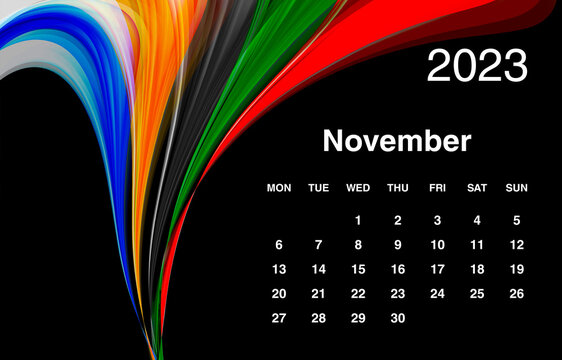 Calendar design for 2023 . Simple Colorful background.