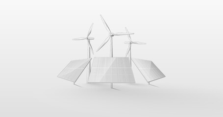 Solar cells and wind generators. Ecology and Green energy concept. Vector illustration