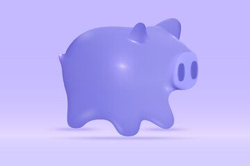 3d piggy bank icon Isolated on light blue background. Realistic piggy money saving, investment, exchange, finance, budget concept 3d vector rendering illustration.