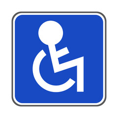 Wheelchair parking sign. Wheelchair area icon. Vector.