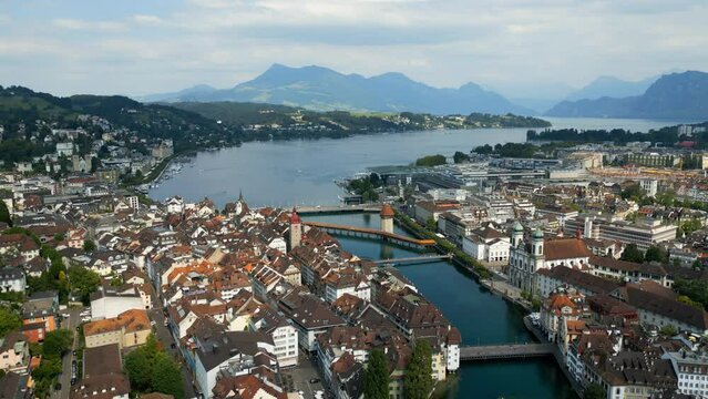 City of Lucerne in Switzerland from above - aerial view - travel photography