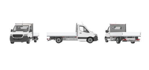 Panel Van, Truck, Mini Pickup Mockup  PNG 3D Rendering, Delivery box truck advertising mockup, Cargo Express Van Vehicle, Pickup car on white background mock-up. It is easy ad all kinds of designs.