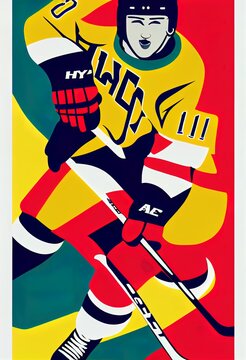 Hokey Match Team Game Sport - Pop Art Poster Background - Digital Art, Concept Art, Generative AI