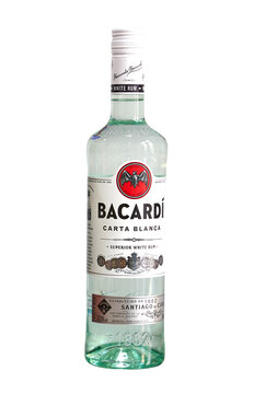 Original Bacardi Rum bottles isolated on a white background.