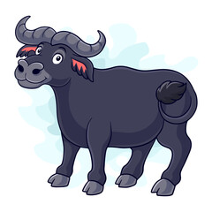 Cartoon funny buffalo isolated on white background