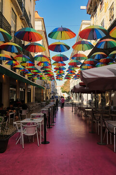 Rua Nova Do Carvalho or Pink Street. Lisbon, Portugal.