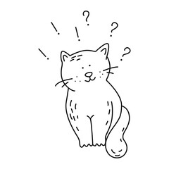 Concentrated inquisitive cat. Vector illustration. Happy Mew Year for Cats Day