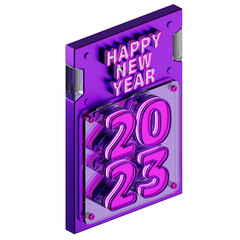 Happy New Year 2023 High Quality 3D Render PNG Transparent