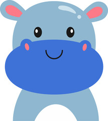 Cute Hippopotamus Cartoon Illustration for kids