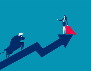 Matador with bull. Business bull market stock vector illustration