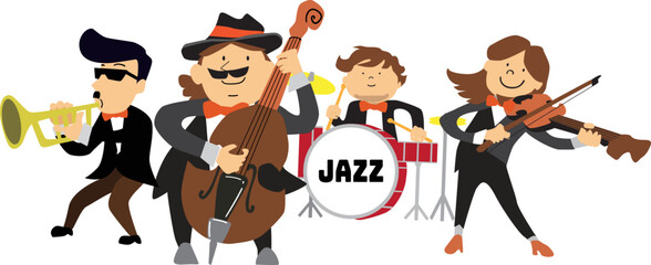かわいいジャズバンドのイラスト