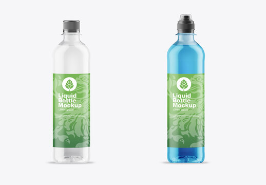 Liquid Bottle with 5 Caps Mockup