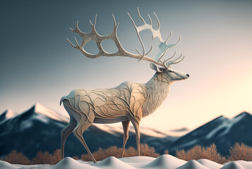 Deer Paper Cut, Reindeer, Generative AI