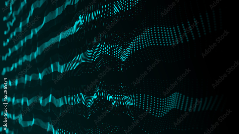 Aufkleber textured wave of particles. visualization of technological connections. molecular connection of part