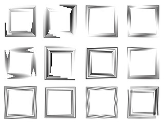 Squared Logo with lines.Square unusual icon Design .frame with Vector stripes for images.