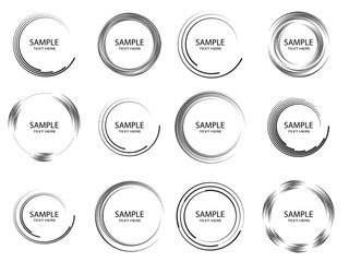 Lines in Circle Form . Spiral Vector Illustration .Technology round Logo . Design element . Abstract Geometric shape . Striped border frame for image