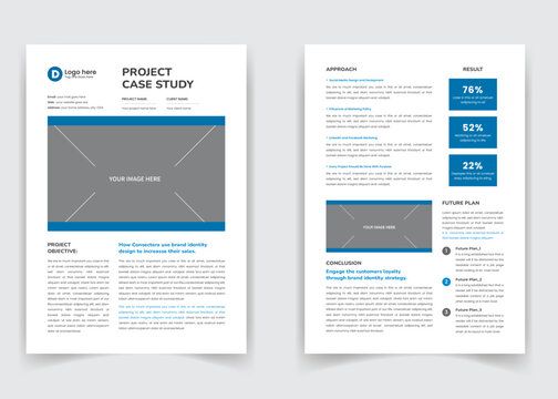 Corporate minimal modern case study template design vector