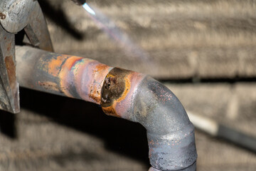 rusty metal pipe welding