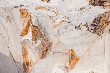 Abandoned Marble Quarry in winter Irkutsk with view of lake Baikal Siberia Russia © Parilov