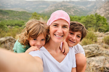 Self-portrait of a woman with cancer and her children