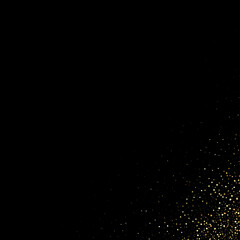 Black background with gold glitter confetti.Abstract background festive design element.